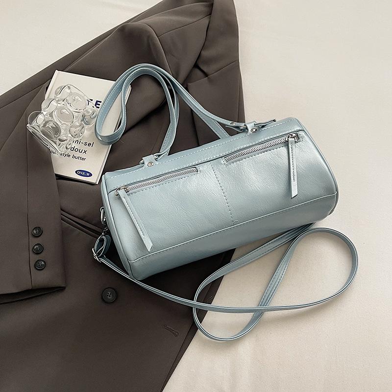 Yogodlns Underarm Barrel-shaped Bag For Women New Fashion Solid Crossbody Bag Versatile Large Capacity Shoulder Commuter Bag