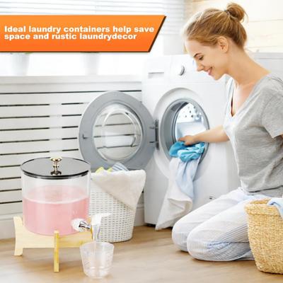 Laundry Detergent Dispenser Container with Shelf Stand Spouts Plastic Container with Lid for Laundry Room Organization