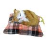 Simulation Cats Doll Ornament Realistic Furry Plush Animal with Cushion Mat Desktop Doll for Home Bedroom Decoration
