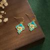 JMXD-Artificial Turquoise Enamel Earrings Jewelry Gold-plated Ethnic Style Retro Literary Texture  Female Chinese Style