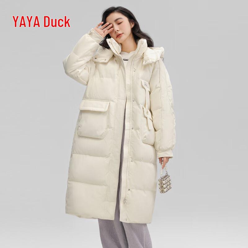 

Женский пуховик средней длины с капюшоном L