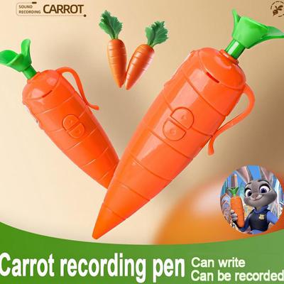 JudyandNick Carrot Voice Recorder Electronic Sound Toy Can Write Graffiti Ballpoint Pen Novelty Voice Recorder Pen Stationery Present