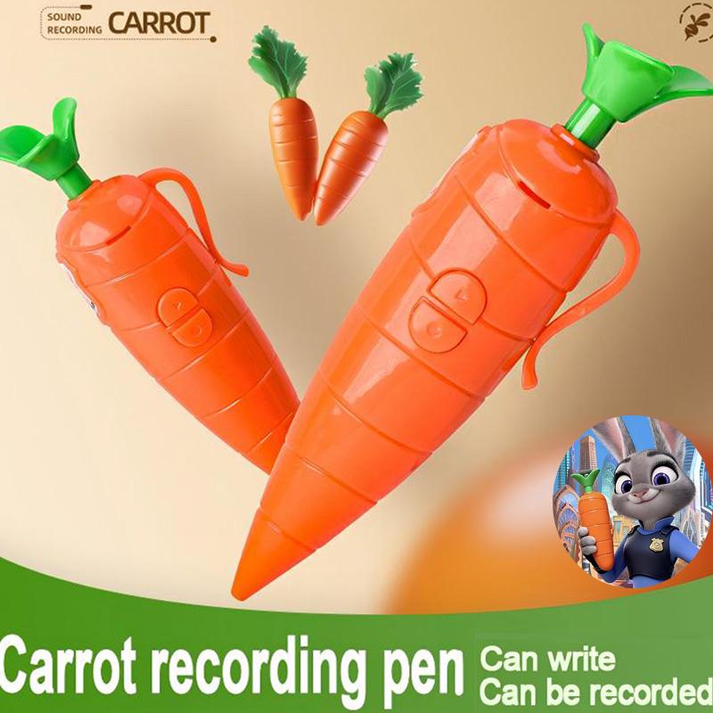 Judy&Nick Carrot Voice Recorder Electronic Sound Toy Can Write Graffiti Ballpoint Pen Novelty Voice Recorder Pen Stationery Gift