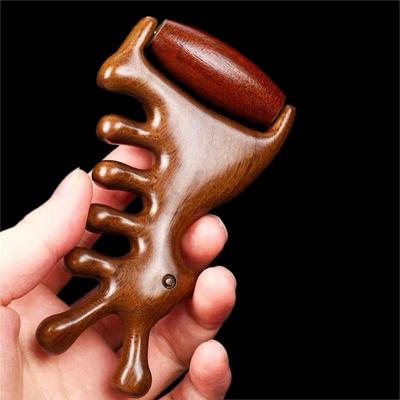 Wooden Massage Comb Head Meridian Scalp Combs Face Eye Shoulder Neck Scraping Treatment Hair Loss Anti-Static Wide Tooth Comb