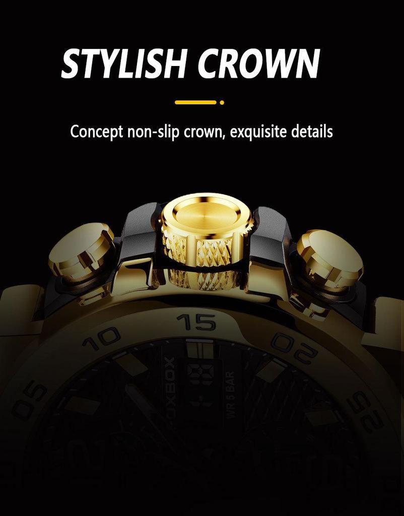 FOXBOX Multifunctional Sports Watch: Waterproof, Luminous, Dual Display.