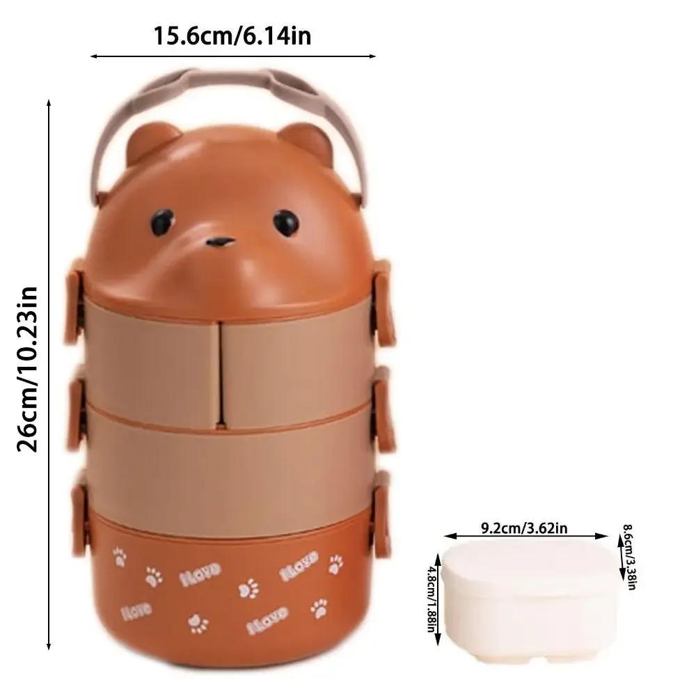 1Pcs New Eyeglass Bear Thermal Bento Box Children 1/2/3 Layers Lunch Box Portable Stackable Food Storage Container