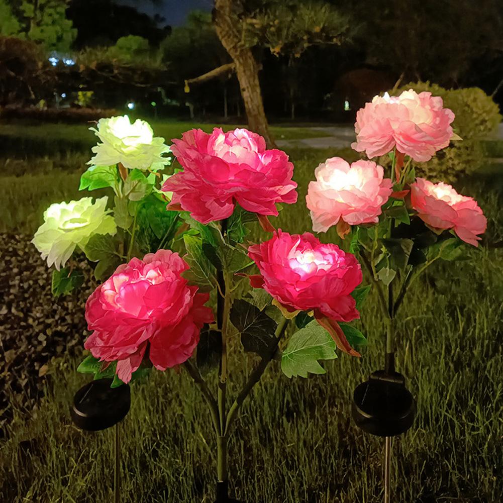 LED Ground Light 3 Heads Simulation Flower Lawn Atmosphere Light for Home Garden