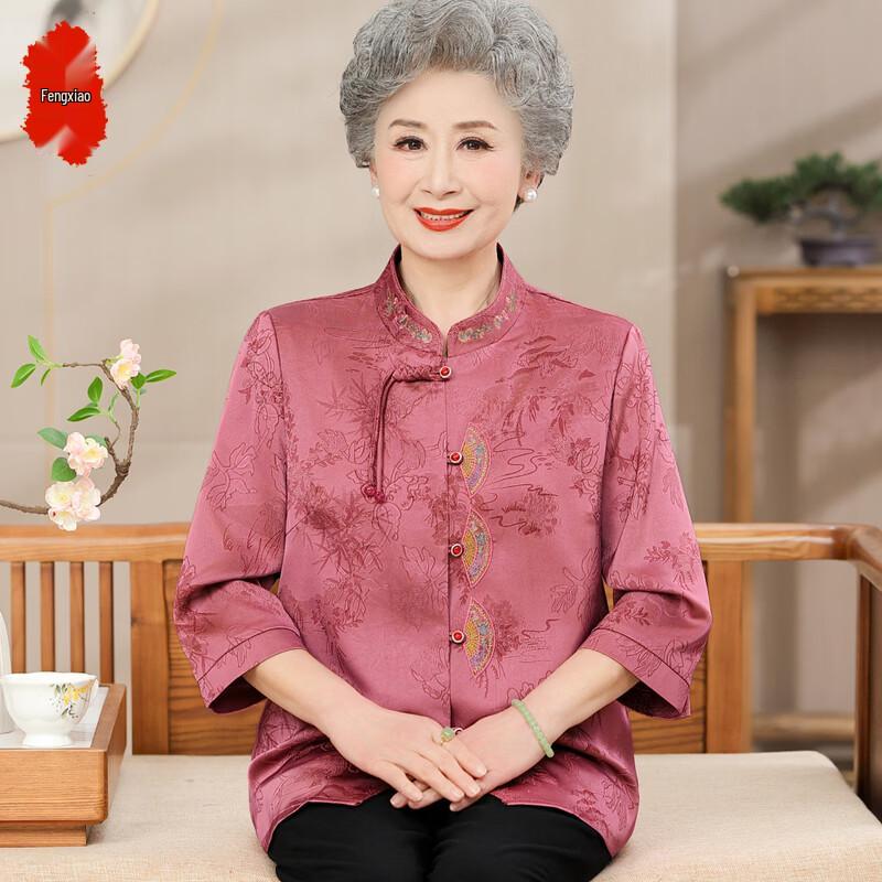 Women s New Chinese Style Loose Seven-Quarter Sleeve Shirt 3XL