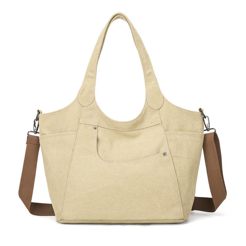 Canvas Tote Bag With Car Stitching For Casual Daily Use