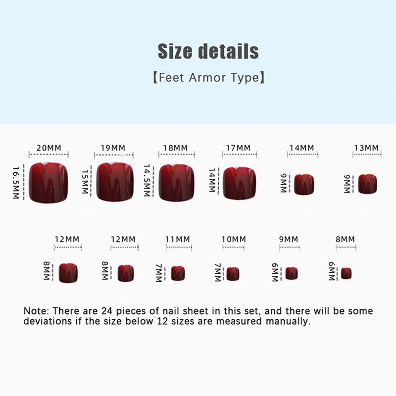 24Pcs Solid Color Simple Toenail Stickers Full Sticker Full Toenail Stickers Toenail Simple Removable Toenail Stickers
