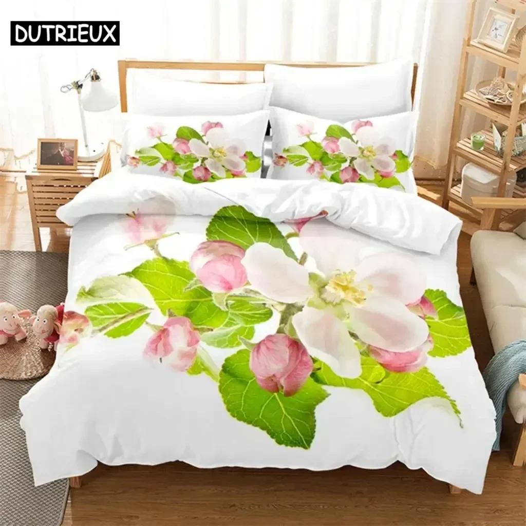 Green Leaf Flower Bedding Set For Bedroom Soft Modern Bedspreads Comefortable Kids Duvet Cover Quilt Cover And Pillowcase