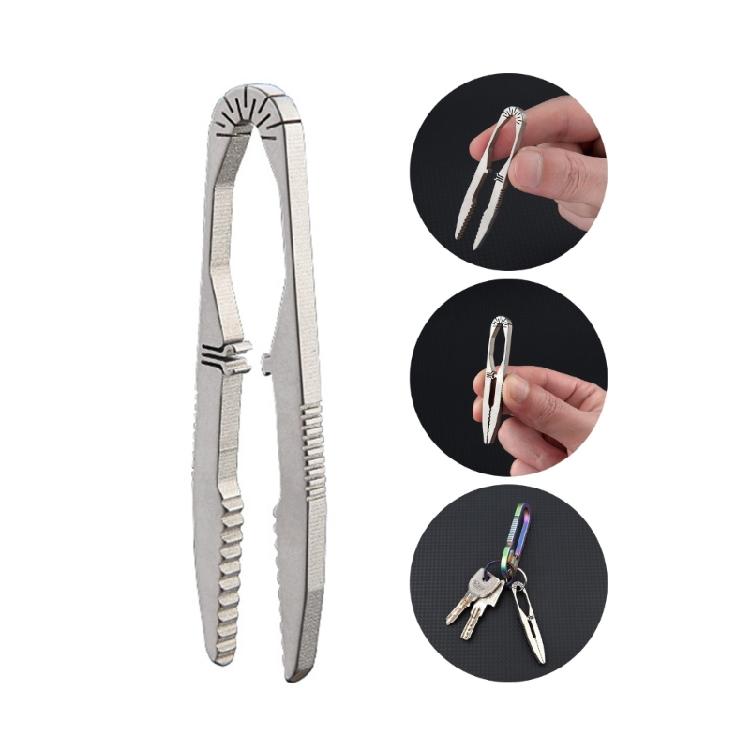 Outdoor Small Titaniums Alloys Tweezer Portable Tweezers Nipper Outdoor Pocket Tool Keychains Pendants Travel Tool