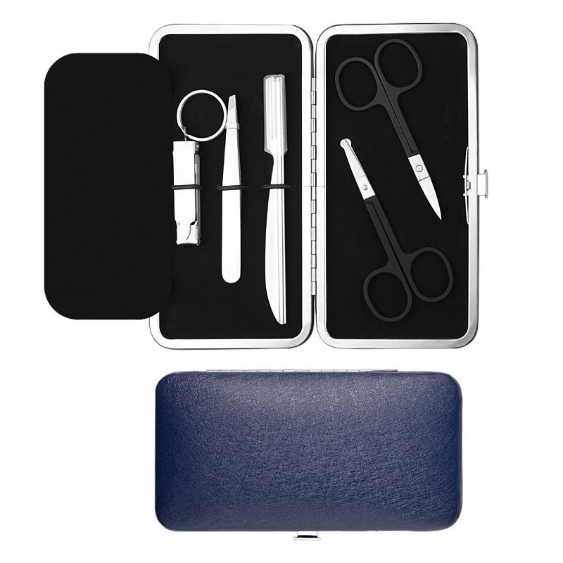 Mens Grooming Kit With Stainless Steel Nose Hair Trimmer Eyebrow Scissors Tweezer Nail Clipper Set