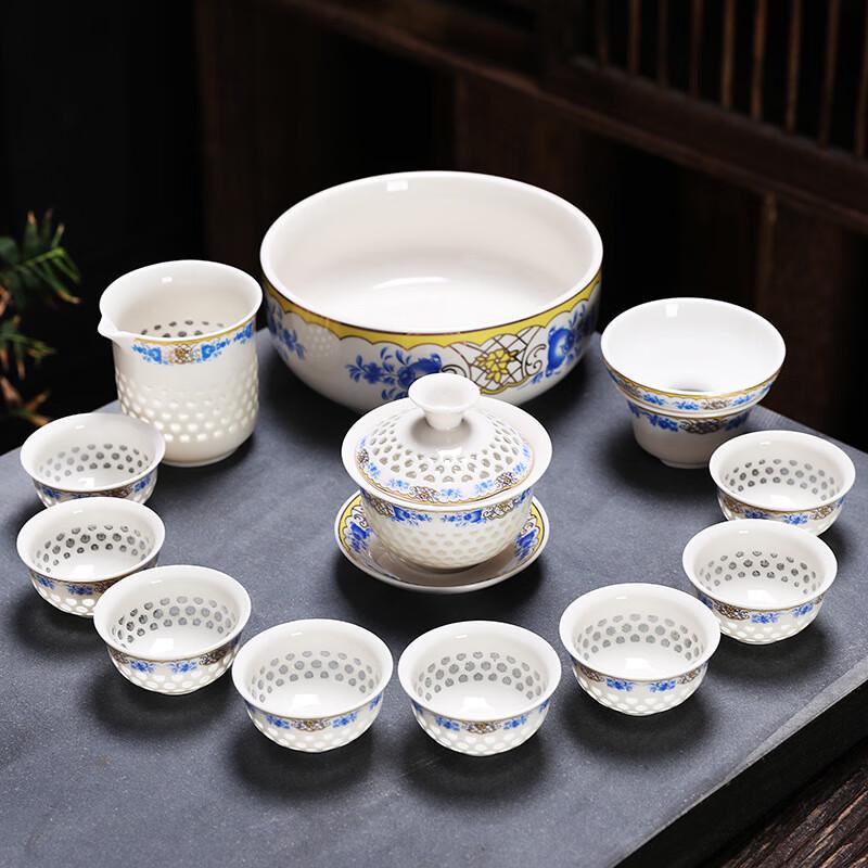 

Haofeng Blue & White Porcelain Tea Set 10-Piece Gaiwan Set with 2 Cups & Tea Wash