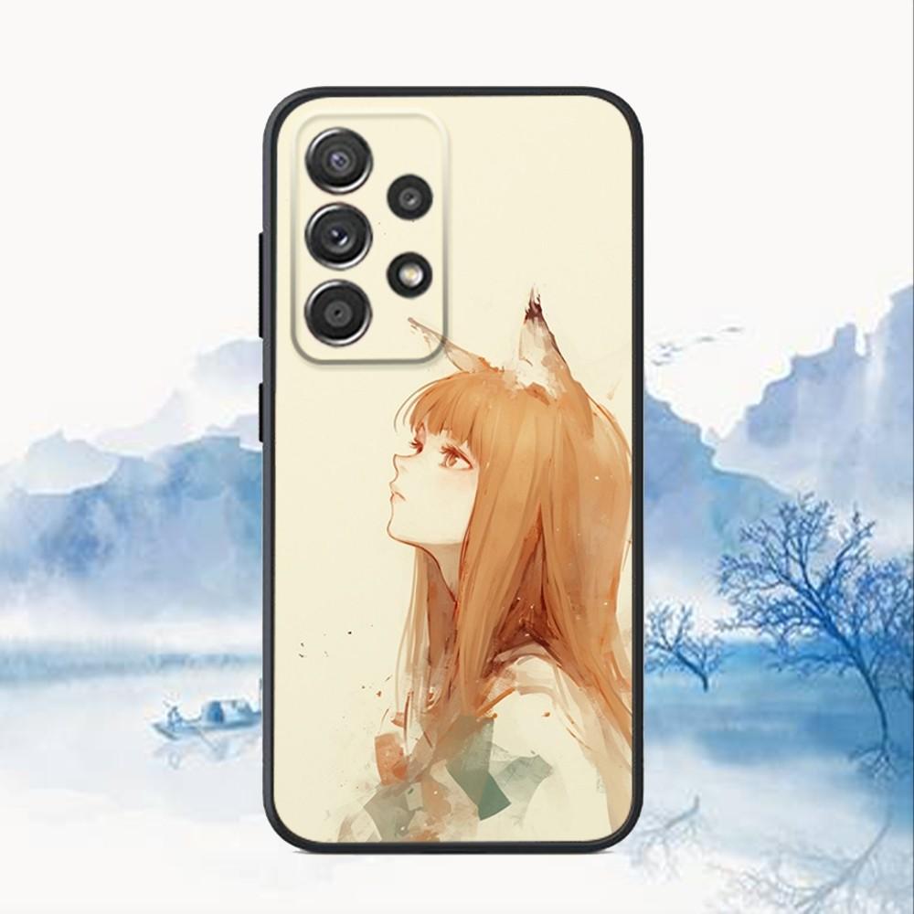 Anime S-Spice und Wolf Handyhülle Für Samsung S25,S24,S21,S22,S23,S30,Ultra,S20,Plus,Fe,Lite,Note,10,9,5G Schwarze Abdeckung