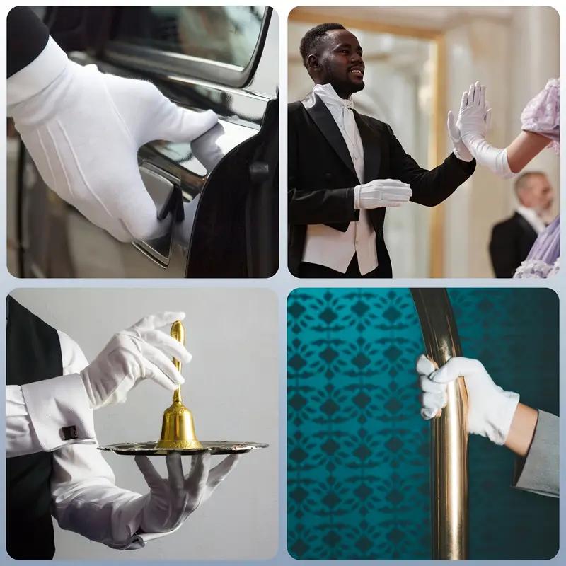 White Formal Gloves Elegant Full Finger Tuxedo Guard Parade Santa Men Fancy Inspection Driving Mittens Womens Non-Slip Gloves