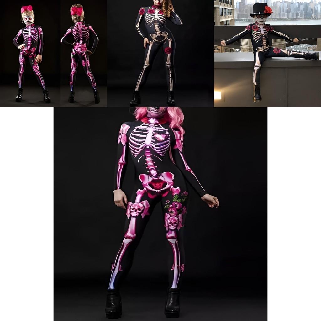 Womens Halloween Skeleton Cosplay Bodysuit Jumpsuit For A Spooky Look