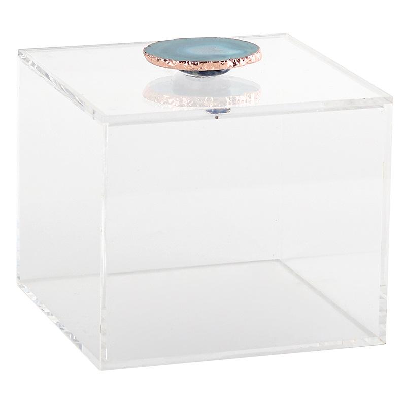 Clear Acrylic Storage Box Agate Crystal Dustproof Storage Box Transparent Display Jewelry Tank Room Decoration Accessories