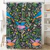 Modern Printed Shower Curtain Set Birds Floral Greenery Design 180 x 240 cm for Bathroom Decorations Pink Blue Orange Color Sche