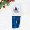 Christmas Children Matching Pajamas Set 2 Pieces Kids Pajama Set Cartoon Print Long Sleeve Tops Plaid Trousers Sleepwear Outfits for Photos Parties