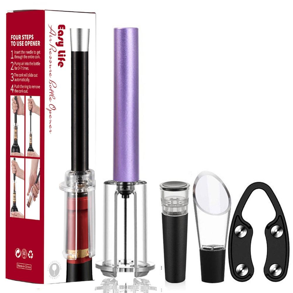

Aluminum Alloy Air Pressure Wine Opener ABS Vacuum Wine Bottle Corkscrew Wine Bottle Opener Set фиолетовый
