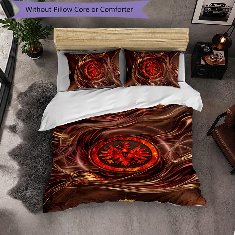 Eintracht Frankfurt Calcio Set Biancheria da Letto 3 Pezzi Morbido Copripiumino con Federe Set Decorazione Camera da Letto per la Casa