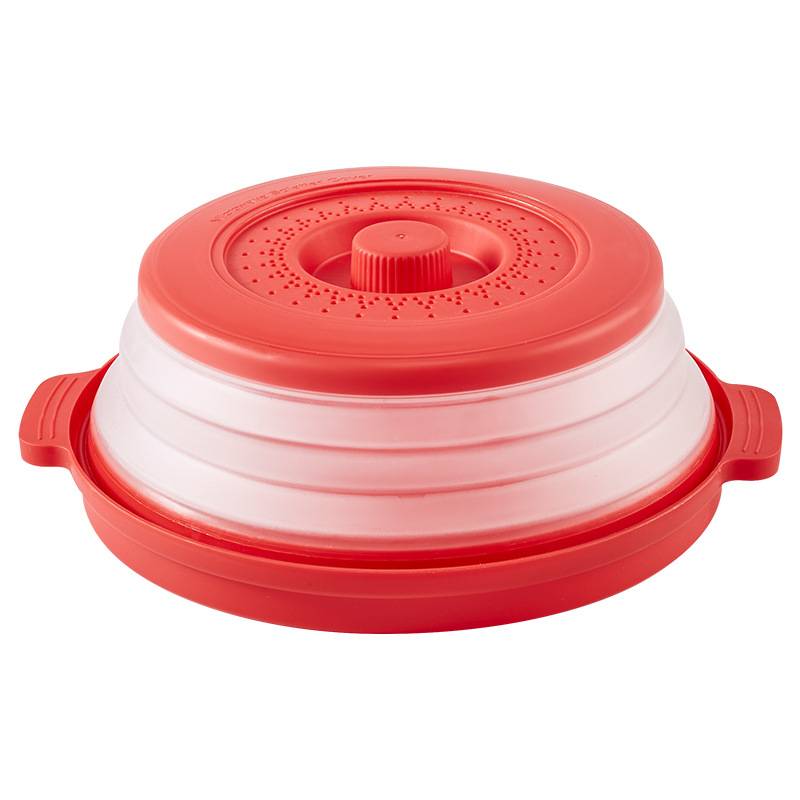 

Microwave Food Splatter Cover Foldable Multifunction Splash Collapsible Guard Kitchen Gadget Colander for Meal Steaming Tray червоний