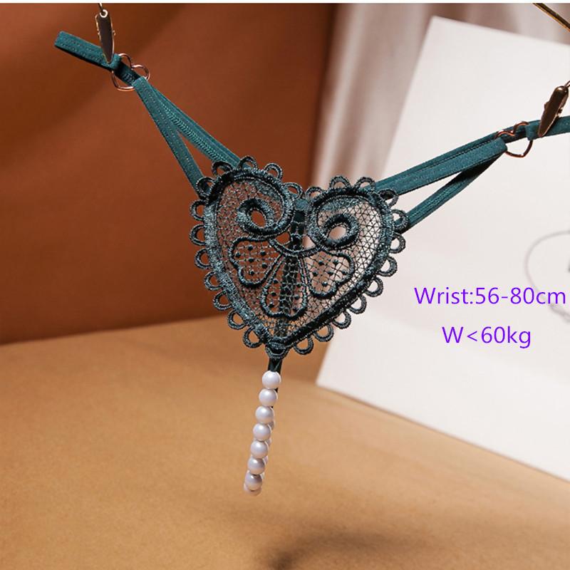 Adults Games Sex Toys of Lace Thongs G String Panties with Sexy Pearl Massaging Bead Crotchless T-back for Fetish Lingerie Flirt