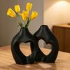 1 Pair Snuggle Hollow Heart Shaped Vase, Minimalist Modern Flower Vase, Nordic Boho Style Decorative Vase for Living Room Shelf, Mantle, Entryway,