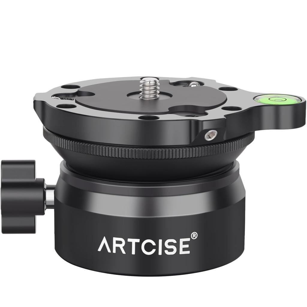 ARTCISE Leveling Base Horizontal Head Tripod Head Fast Level Adjustment Tripod Head Leveler Adjust Bubble Level Aluminum Alloy 360 Degree Panoramic