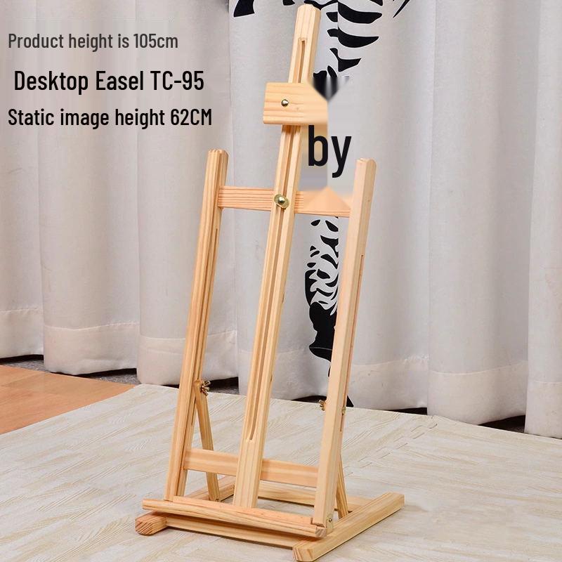 Yellow Pine Adjustable Folding Easel - Solid Wood Desktop Stand for Oil Painting & Drawing