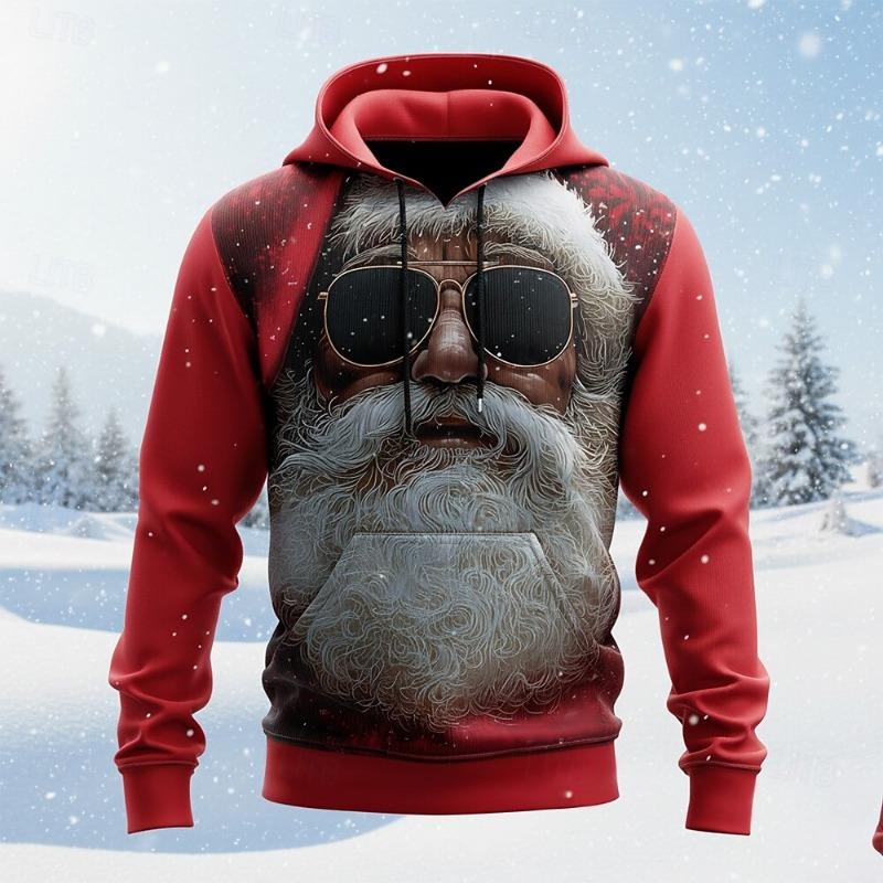 Weihnachten Herren Weihnachtsmann Hoodie Sweatshirt Mode Täglich Lässig Rundhals Kapuze Party Geschenk Kordelzug Herbst Winter Designer