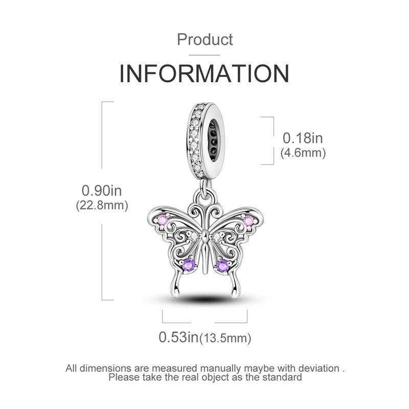 Charms Copperelegant Hollowed-Out Butterfly Beads Fit Charms Plataoriginal Bracelet Women Jewellery Making Gifts