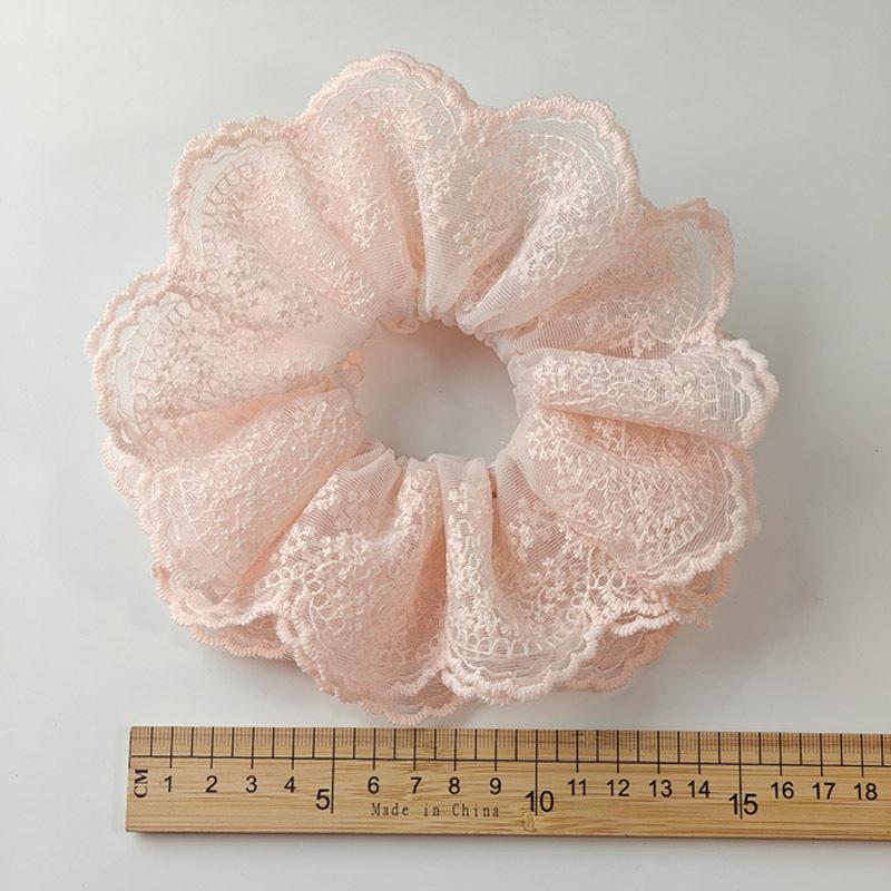 New Large Women Lace Scrunchies 4 Layers Lace Mesh Hair Bands Elegant Gentle Ponytail Holder Rubber Band Hair Accessories