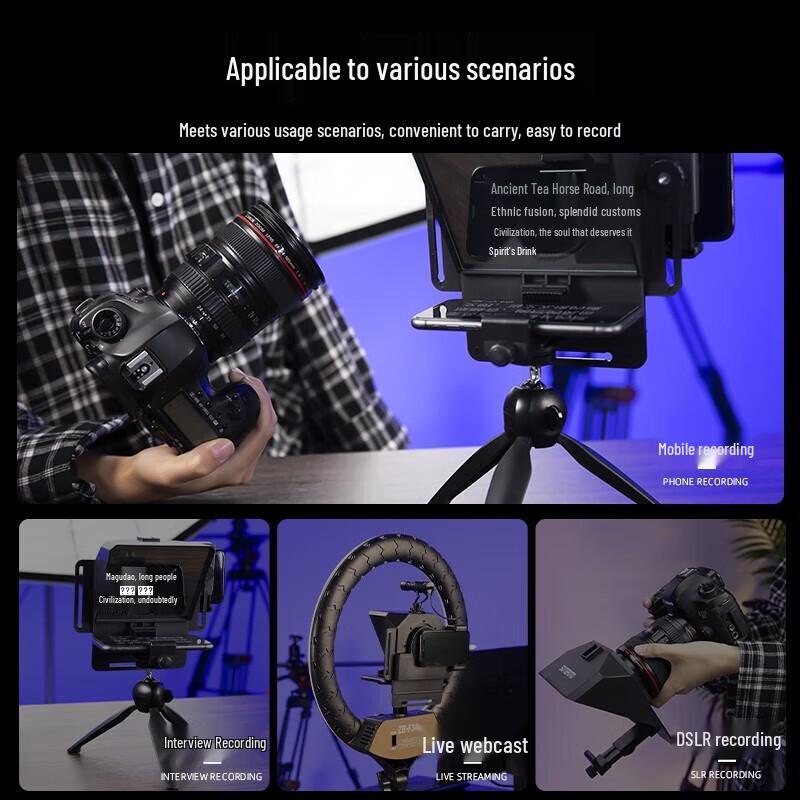 JSY JS7 Universal Teleprompter for Mobile, DSLR & Live Streaming