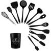 Silicone Kitchenware 13-Piece Set: Non-Stick Spatula, Drain Shovel, Spoon - Red and Black