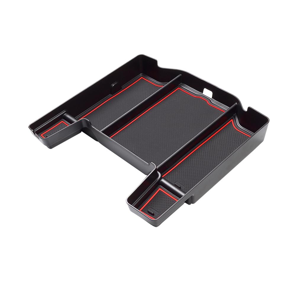 För Dodge Ram 1500 2500 3500 2019-2026 Central armstöd Förvaringslåda Halkfri Bricka Organizer Interiörtillbehör Svart
