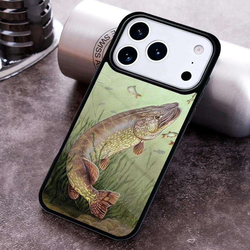 Pike Fishing Bait Spinner soft Phone Case for iPhone 17 16 15 Pro Max Air 14 13 12 11 Plus Shockproof Capa Cover
