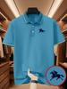 Stylish Men's Polo Shirt with Emblem Print - Breathable & Short-sleeve Lapel Golf Polo Shirt for Business Casual Outdoor Sports Daily Wear