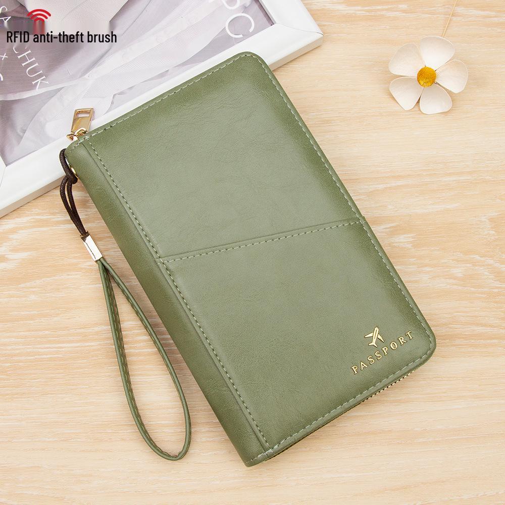 

RFID кошелек-браслет на молнии, держатель для паспорта и билетов с множеством отделений для карт