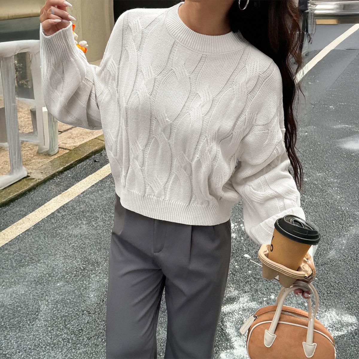 

European and American Y2K Spice Girls Solid Color Long Sleeve Sweater Top Wool Women s Autumn S белый
