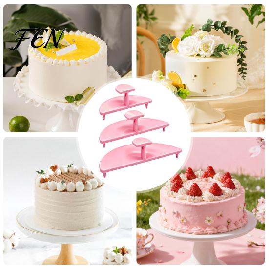 Safe PLA Cake Ornaments 3PCS Curve Auxiliary Tools, Lightweight Support Birthday Party Decor Stakes, Decorating Ruffle Stencils for Kitchen
