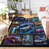 Futuristic Car Gallery Pattern Rug Floor Mat for Living Room or Bedroom Soft and Comfortable Carpet a Gift for Birthday and Holiday.