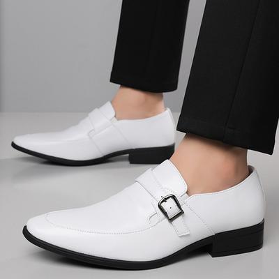 Fashion New Arrival Designer Men's Black White Pu Leather Wedding Dress Shoes Male Driving Monk Strap Loafers Zapatos Hombre