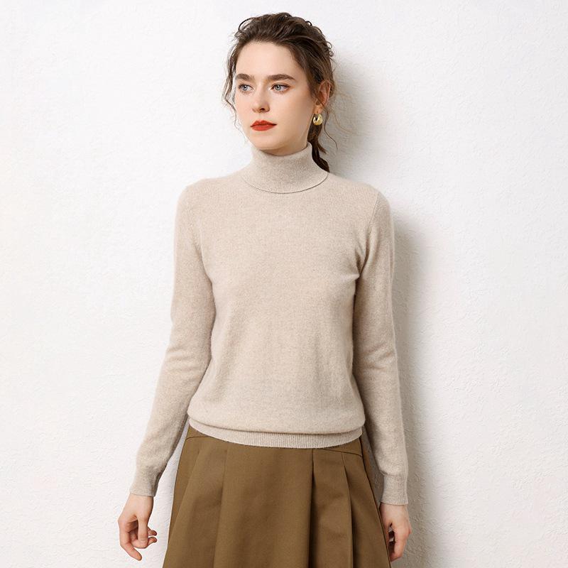 Women's High Neck Cashmere Sweater - Loose Fit, Pure Color, Thickened for Autumn/Winter