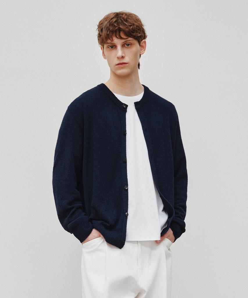 Jeilium Varmon Summer Boucle Round Neck Cardigan Navy