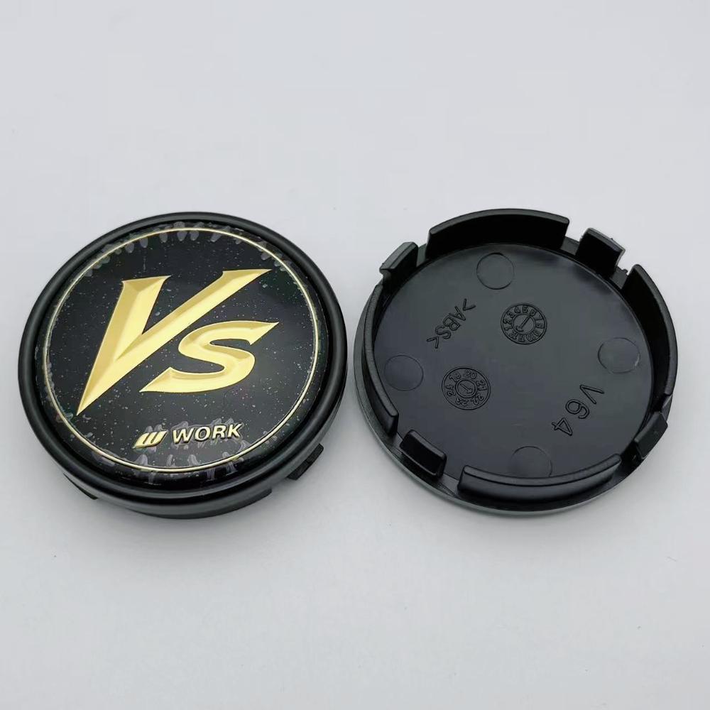 4pcs JDM 64mm VS W Work Logo Emblem Badge Car Wheel Center Cap Wheels Hubcaps Rims Center Dust Cover Car Accessories for Volvo