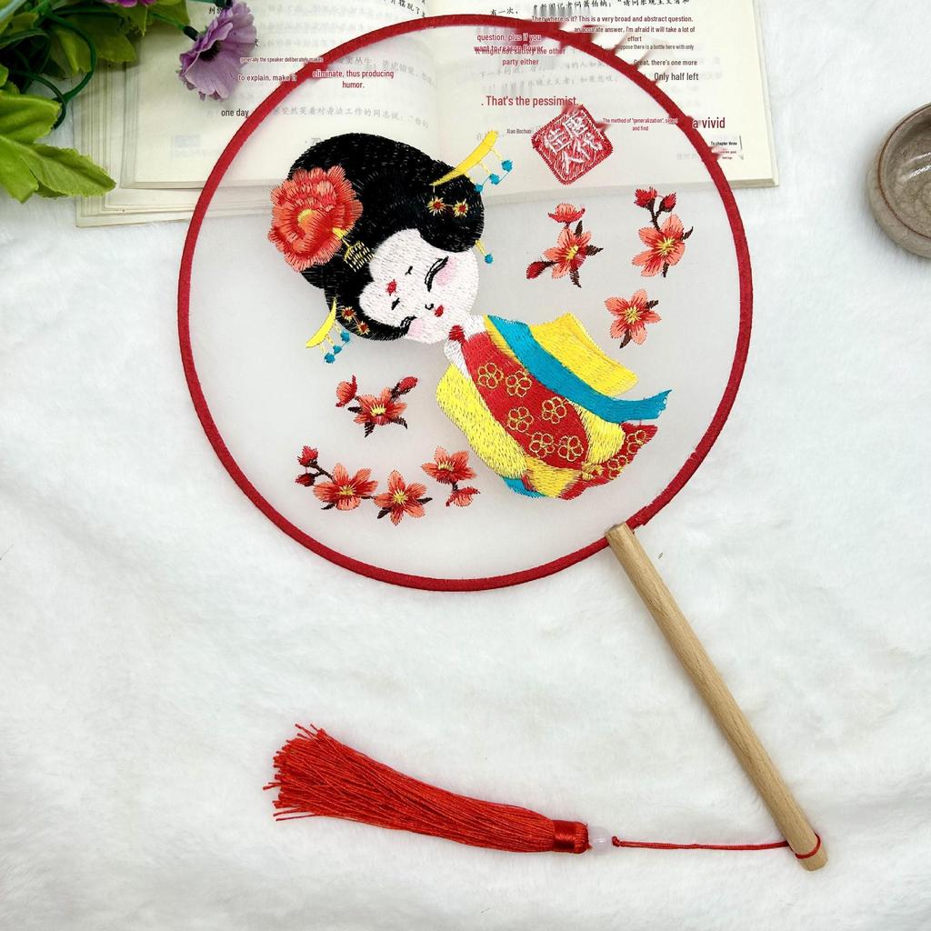 Ancient Style Single-Sided Suzhou Embroidery Dance Fan