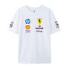 Camiseta Oversized de Casal Ferrari F1 Racing Estampa Clássica de Logo de Patrocinador Manga Curta Casual de Motorsport Streetwear