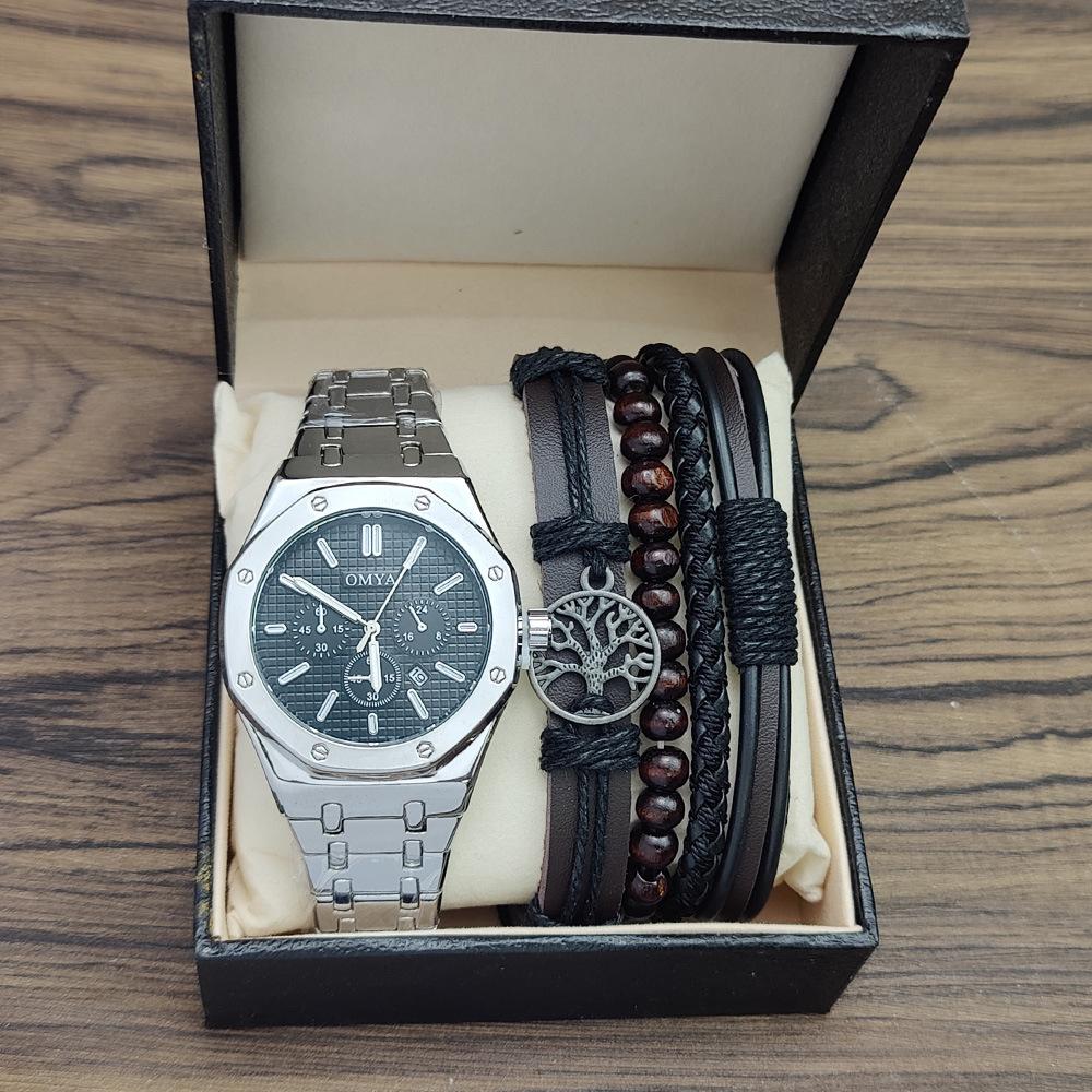 

OMYA Календарь Водонепроницаемые Часы Мужские Часы Кварцевые Часы Подарочный Набор Часы+набор Часы Набор Bring a box военно-воздушные силы синий